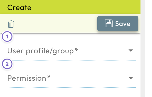 Create permission form with user/group and permission selects