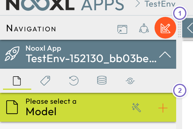 Design mode enabled with pencil toggle and red plus button