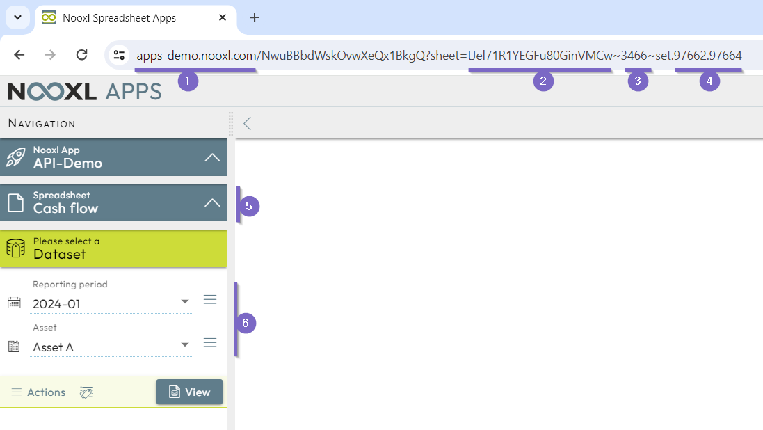Model and dataset selection in the Nooxl App "API-Demo"