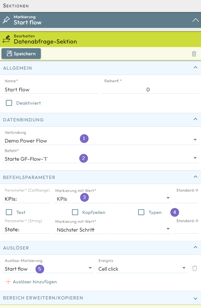 Editing a section with the model in design mode